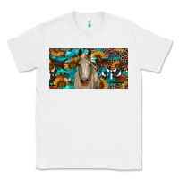 White Horse With Sunflowers Aztec And Cowhide Classic Tee - RanaPortraitStore