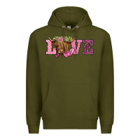 Army Green valentine's day love highland cow Premium Hoodie - BarkalooDesign