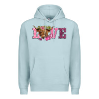 Blue Mist valentine's day love highland cow Premium Hoodie - BarkalooDesign