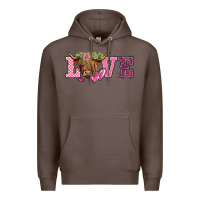 Coffee valentine's day love highland cow Premium Hoodie - BarkalooDesign
