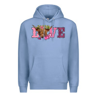 Colony Blue valentine's day love highland cow Premium Hoodie - BarkalooDesign