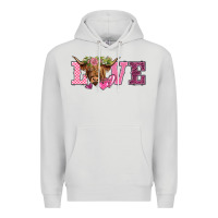 Dove Grey valentine's day love highland cow Premium Hoodie - BarkalooDesign