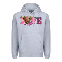 Heather Grey valentine's day love highland cow Premium Hoodie - BarkalooDesign