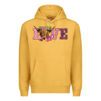 Mustard valentine's day love highland cow Premium Hoodie - BarkalooDesign