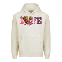 Oatmeal Heather valentine's day love highland cow Premium Hoodie - BarkalooDesign