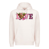 Pale Pink valentine's day love highland cow Premium Hoodie - BarkalooDesign