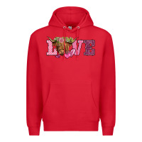 Red valentine's day love highland cow Premium Hoodie - BarkalooDesign