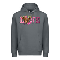 Rock valentine's day love highland cow Premium Hoodie - BarkalooDesign