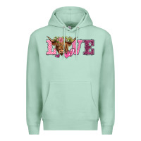 Seafoam valentine's day love highland cow Premium Hoodie - BarkalooDesign