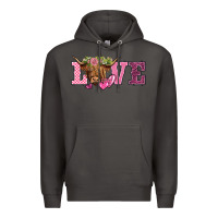 Smoke valentine's day love highland cow Premium Hoodie - BarkalooDesign