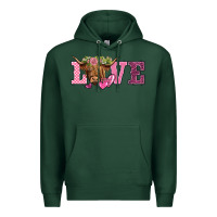 Sports Green valentine's day love highland cow Premium Hoodie - BarkalooDesign