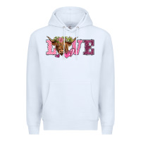 White valentine's day love highland cow Premium Hoodie - BarkalooDesign