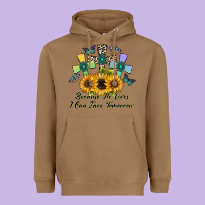 Because He Lives I Can Face Tomorrow Heavyweight Hoodie Designed By Cowhidedigitalart
