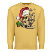 Antique Gold festive af christmas skull Premium Sweatshirt - FaDigitalArtStudio