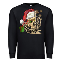 Black festive af christmas skull Premium Sweatshirt - FaDigitalArtStudio