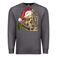 Charcoal Heather festive af christmas skull Premium Sweatshirt - FaDigitalArtStudio