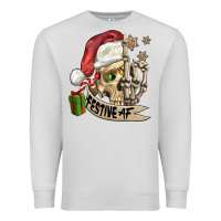 Dove Grey festive af christmas skull Premium Sweatshirt - FaDigitalArtStudio