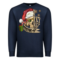Navy festive af christmas skull Premium Sweatshirt - FaDigitalArtStudio