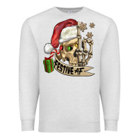 Oatmeal Heather festive af christmas skull Premium Sweatshirt - FaDigitalArtStudio