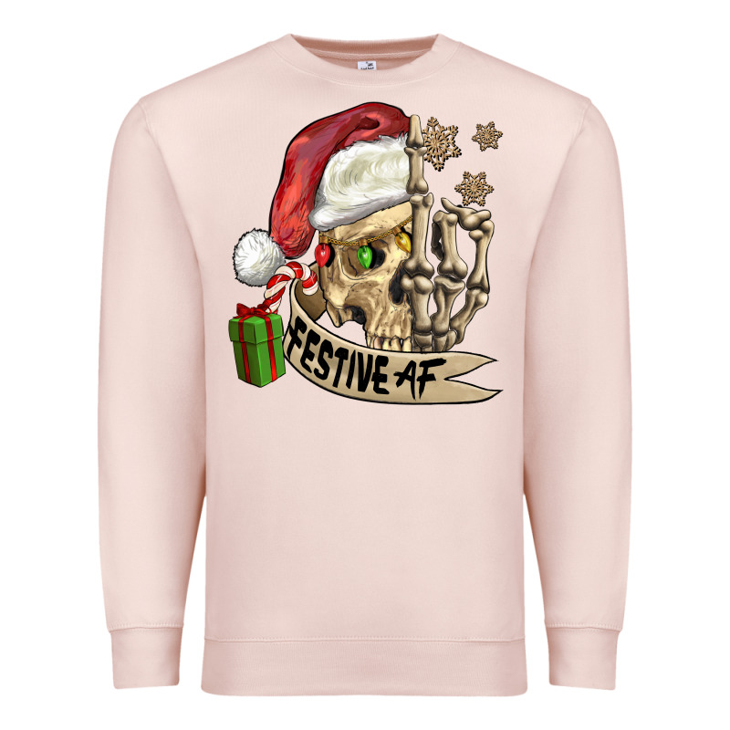 Festive Af Christmas Skull Premium Sweatshirt by FaDigitalArtStudio | Teevron