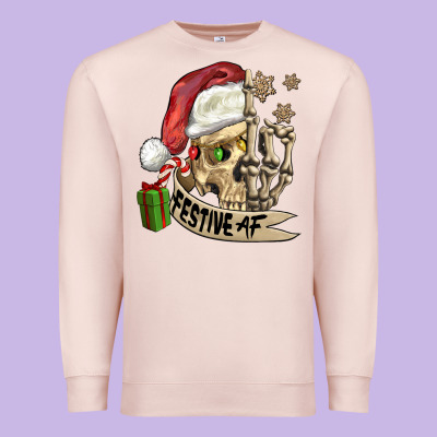Festive Af Christmas Skull Premium Sweatshirt Designed By Fadigitalartstudio