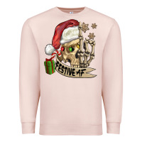 Pale Pink festive af christmas skull Premium Sweatshirt - FaDigitalArtStudio