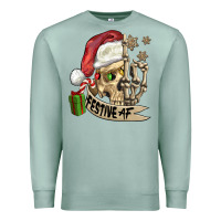 Seafoam festive af christmas skull Premium Sweatshirt - FaDigitalArtStudio