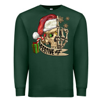 Sports Green festive af christmas skull Premium Sweatshirt - FaDigitalArtStudio