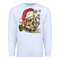 White festive af christmas skull Premium Sweatshirt - FaDigitalArtStudio