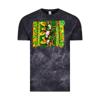 Cloud Black st patricks cow and coin wıth clovers and leopard brushstrokes Vintage Tee - Artiststas
