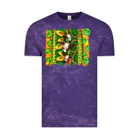 Cloud Purple st patricks cow and coin wıth clovers and leopard brushstrokes Vintage Tee - Artiststas