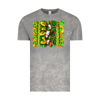 Cloud Rock st patricks cow and coin wıth clovers and leopard brushstrokes Vintage Tee - Artiststas