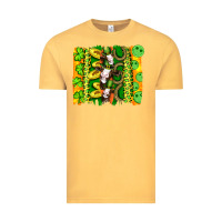 Vintage Mustard st patricks cow and coin wıth clovers and leopard brushstrokes Vintage Tee - Artiststas