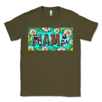 Army Green Turquoise and Daisy Mama Classic Tee - RanaPortraitStore