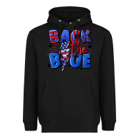 Black Back the blue with lightning bolt 4th of july Heavyweight Hoodie - CowGirlArtShop
