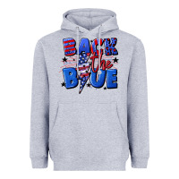 Heather Grey Back the blue with lightning bolt 4th of july Heavyweight Hoodie - CowGirlArtShop