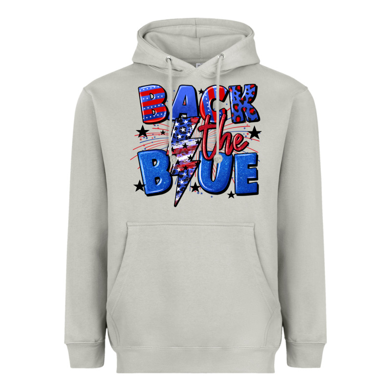 Back The Blue With Lightning Bolt 4th Of July Heavyweight Hoodie by CowGirlArtShop | Teevron