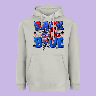 Back The Blue With Lightning Bolt 4th Of July Heavyweight Hoodie Designed By Cowgirlartshop