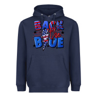 Navy Back the blue with lightning bolt 4th of july Heavyweight Hoodie - CowGirlArtShop