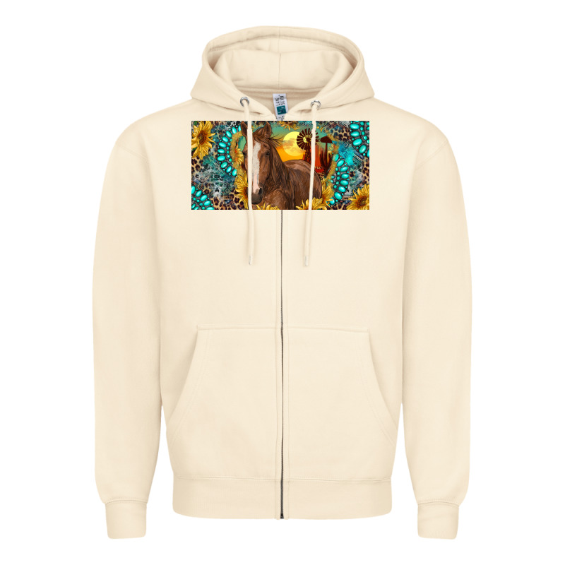 Horse And Desert With Sunflowers Gemstone Zipper Hoodie by RanaPortraitStore | Teevron