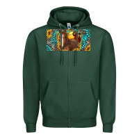 Sports Green horse and desert with sunflowers gemstone Zipper Hoodie - RanaPortraitStore