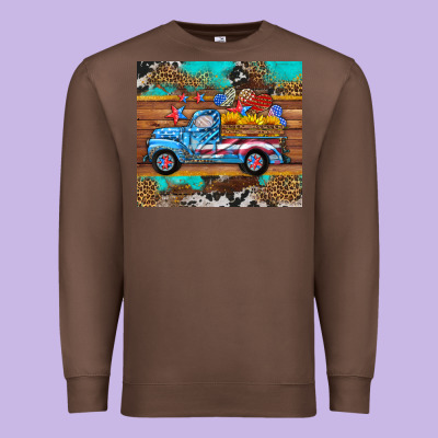 Western  American Truck Sunflowers  Mousepad Premium Sweatshirt Designed By Hra Design Shop