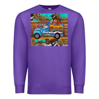 Purple western  american truck sunflowers  mousepad Premium Sweatshirt - HRA Design Shop