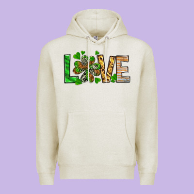 Love Luck With Clover Premium Hoodie Designed By Nancycooperartshop