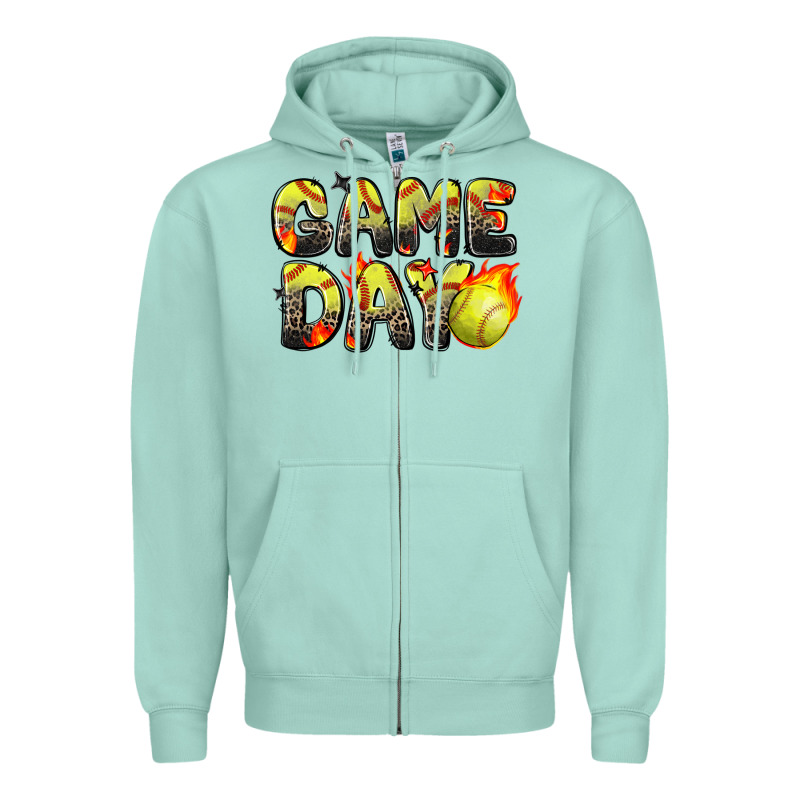 Game Day Softball Leopard Zipper Hoodie by Zillion Design Studio | Teevron