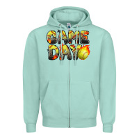 Seafoam game day softball leopard Zipper Hoodie - Zillion Design Studio