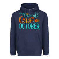 Navy my favorite color is october Heavyweight Hoodie - HRA Design Shop