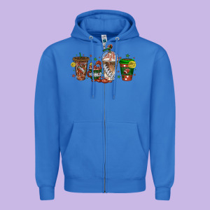 American Football Coffee Cups Zipper Hoodie Designed By Texasbilliewilder