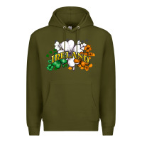 Army Green ireland flag Premium Hoodie - NancyCooperArtShop