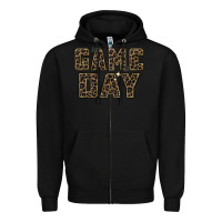 Black game day leopard Zipper Hoodie - Zillion Design Studio